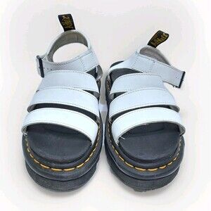 Dr. Martens Women's 8 Blaire White Leather Strappy Platform Sandals Buckle Doc
